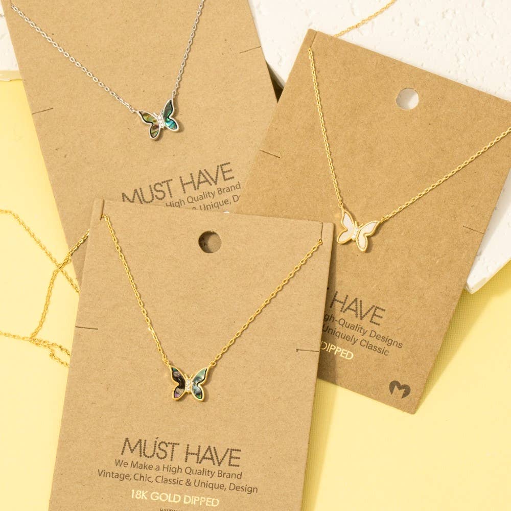 Gold Dipped Mini Butterfly Pendant Necklace