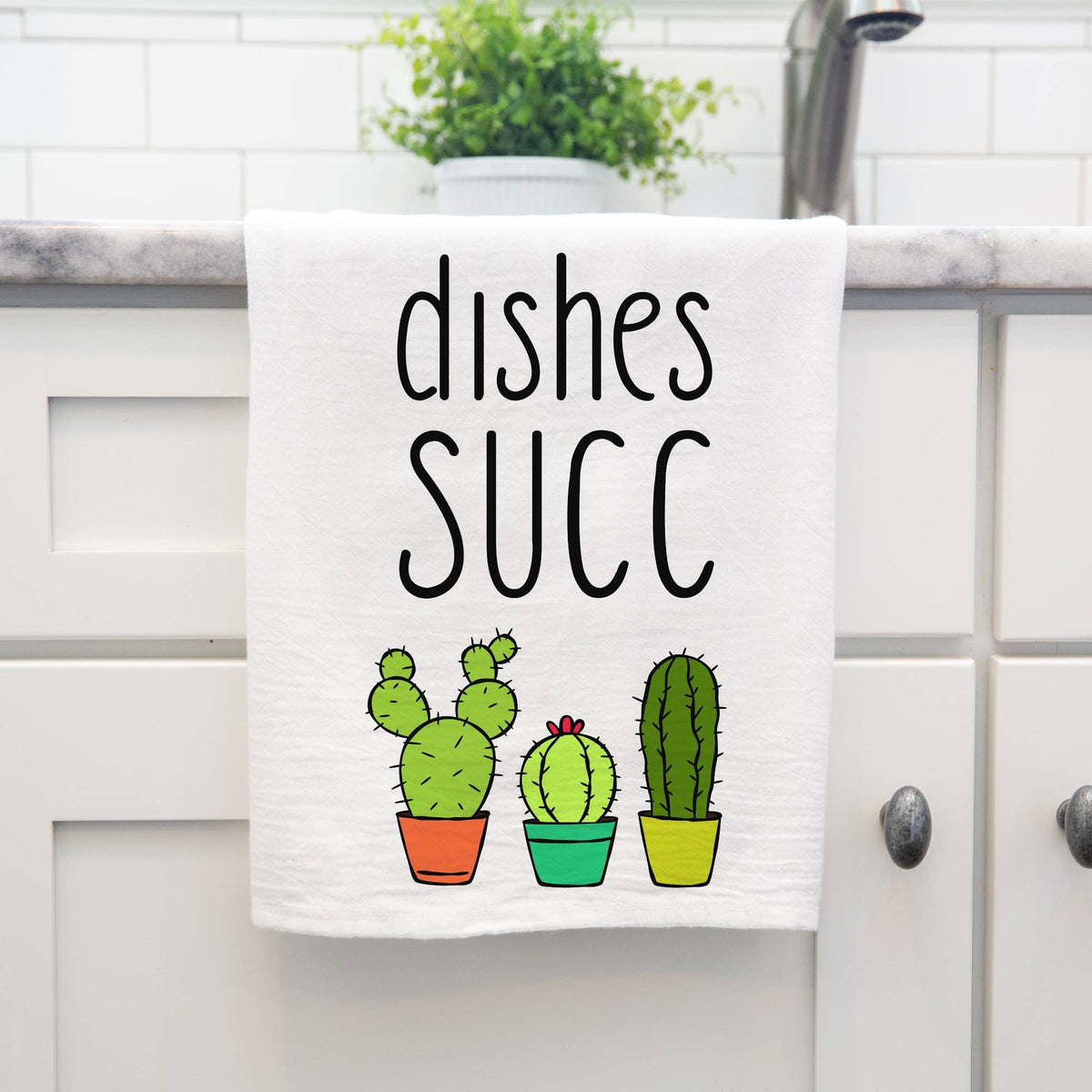 Dishes Succ Cacti Tea Towel