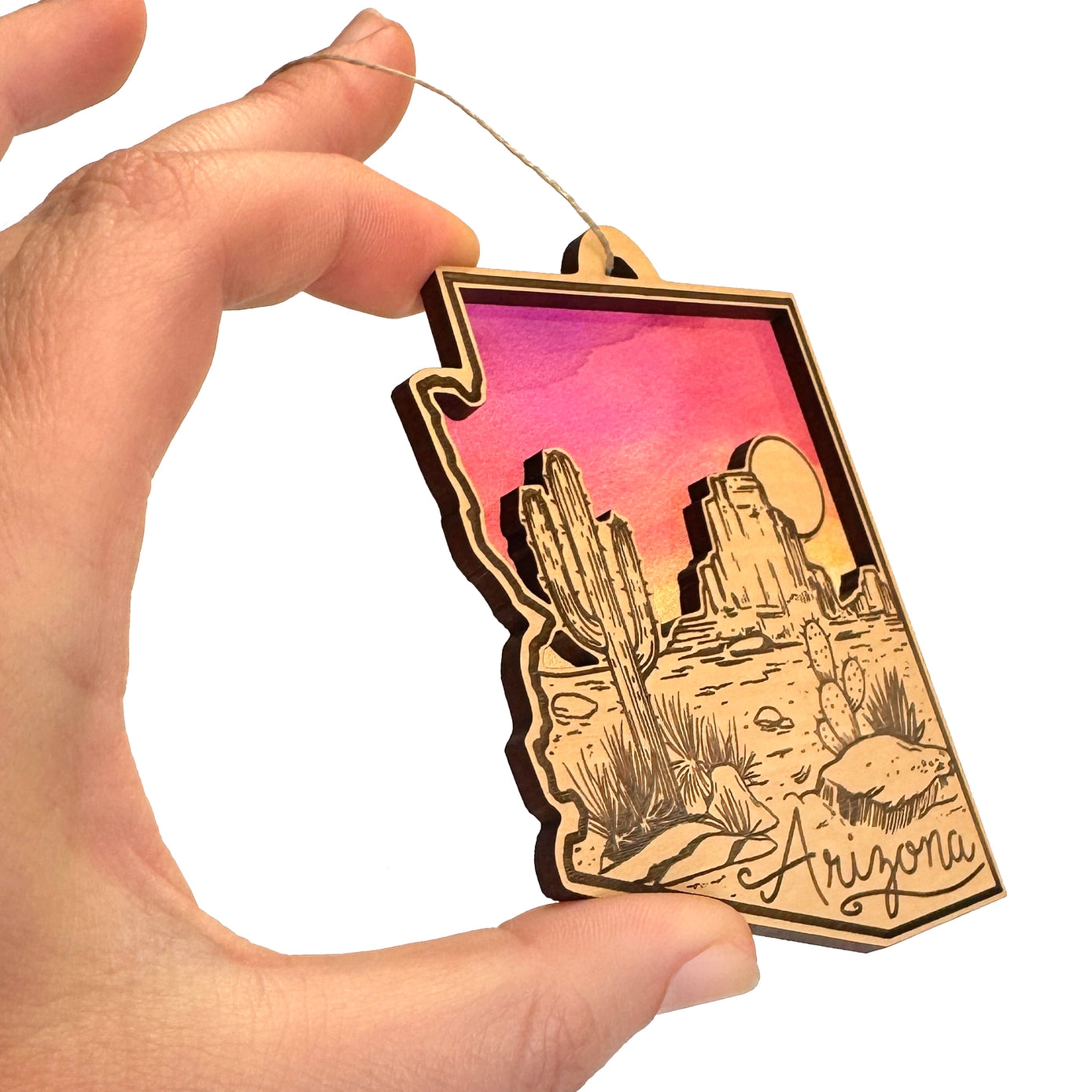 Arizona State Ornament, Desert Landscape Sunset Ornament