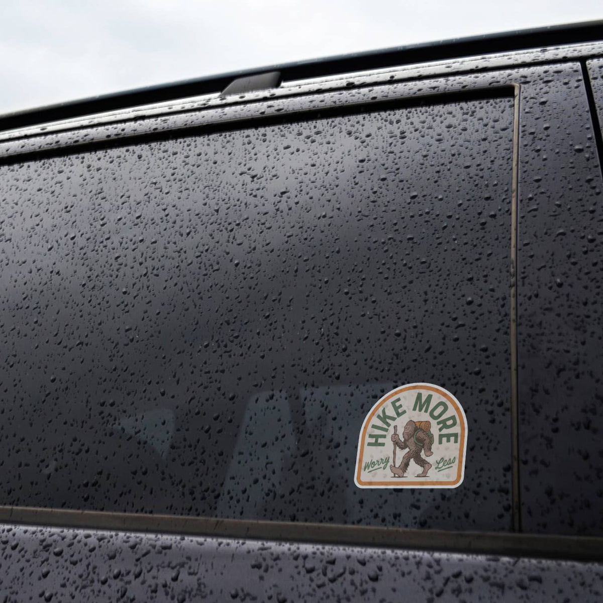 Hike More Worry Less Bigfoot Sticker