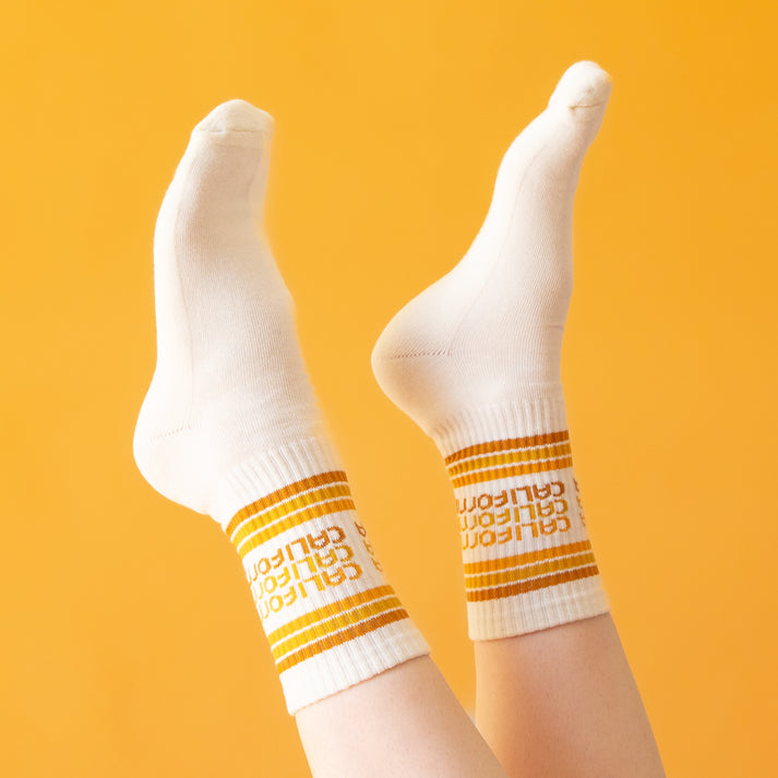 California Striped Ribbed Crew Socks