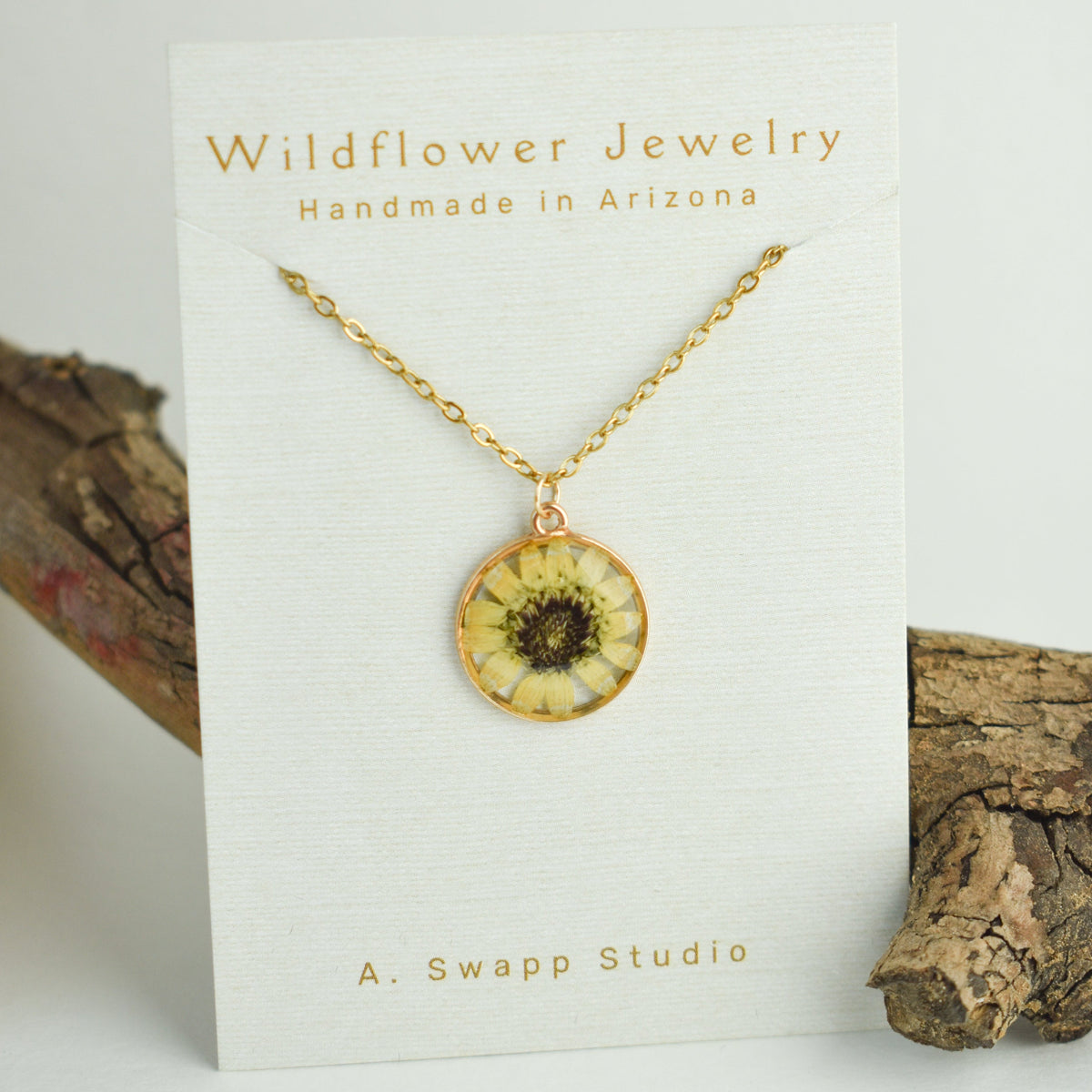 Handmade Pressed Flower Necklaces, Medium Circle Pendant