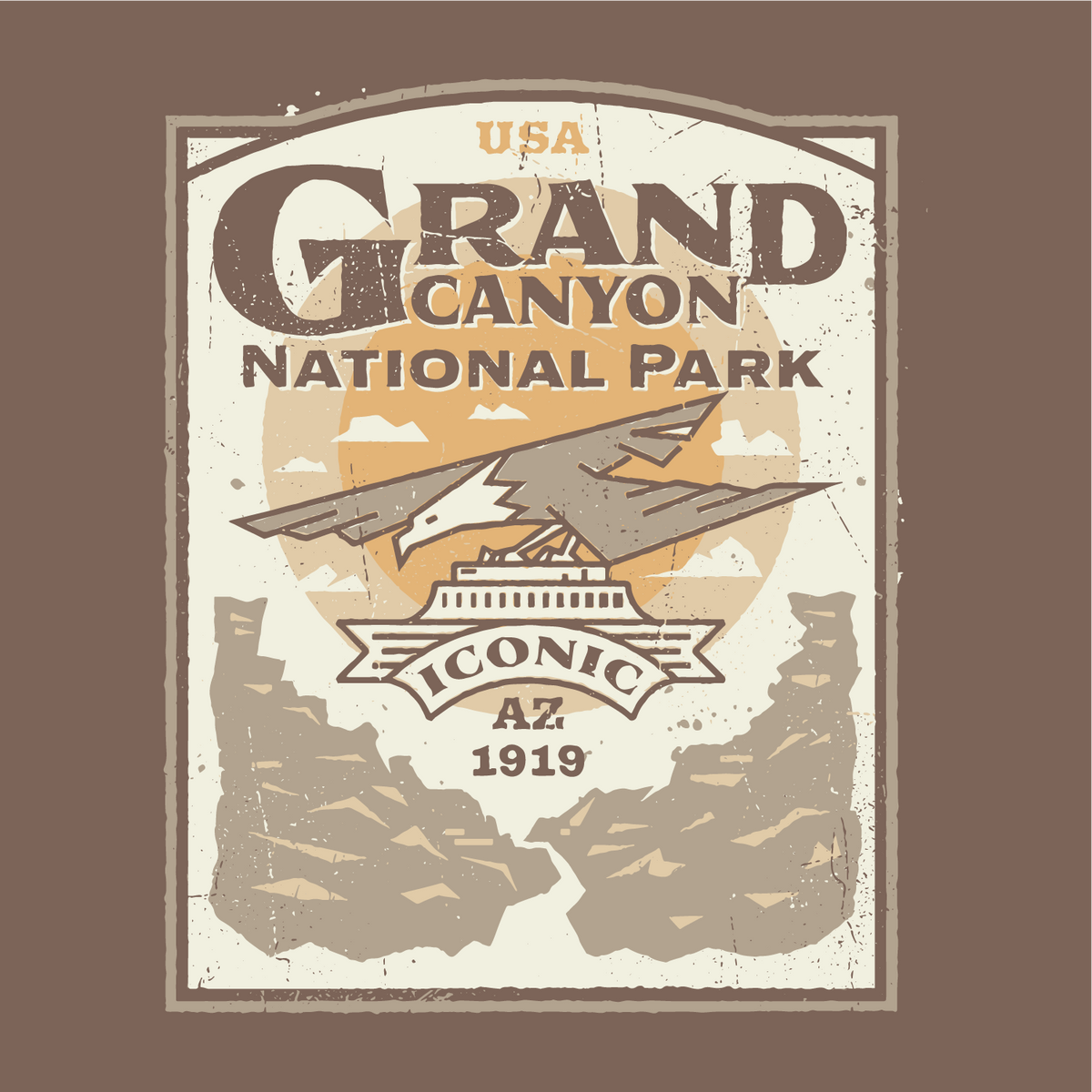 Vintage USA Grand Canyon National Park tee with bold typography and sun and emblem graphic