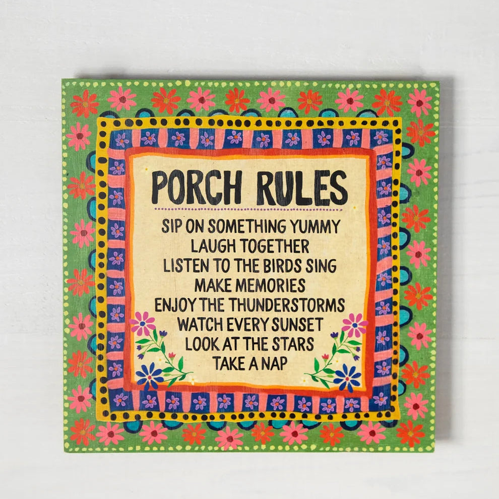 Porch Rules Wooden Sign