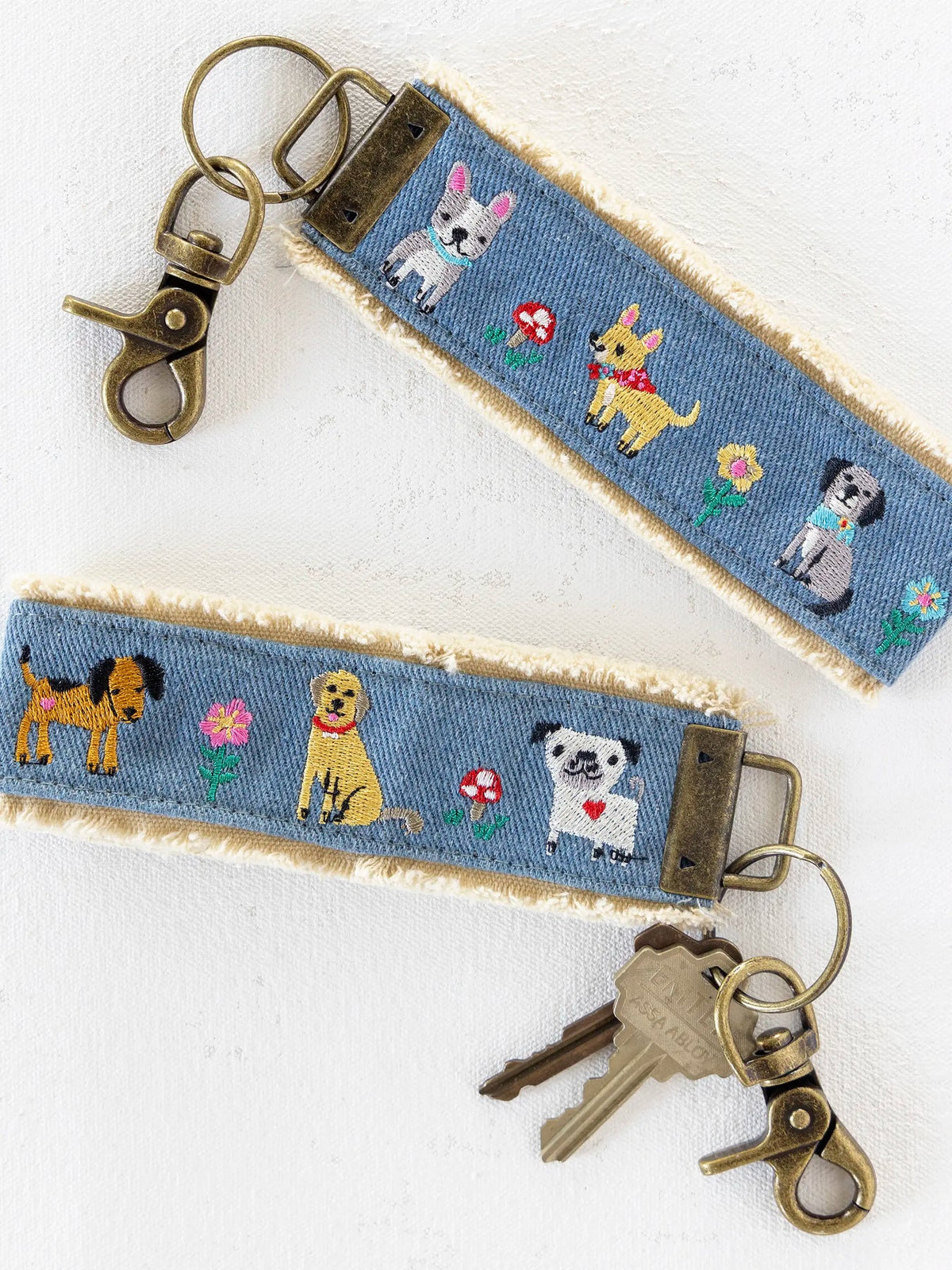 Embroidered Dog Wrist Keychain
