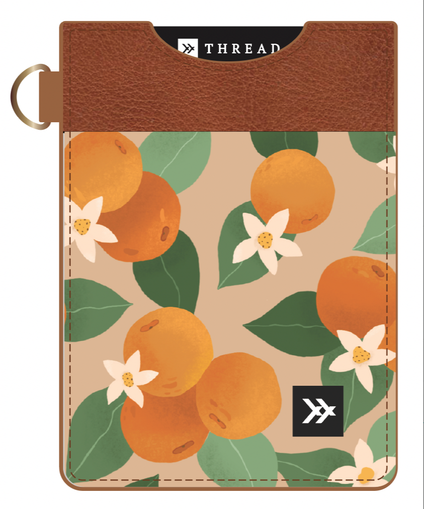 Thread Patterned Vertical Leather Elastic Wallet
