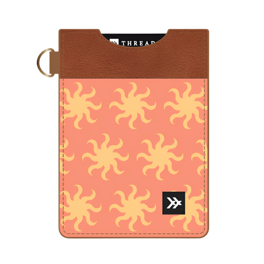 Thread Patterned Vertical Leather Elastic Wallet