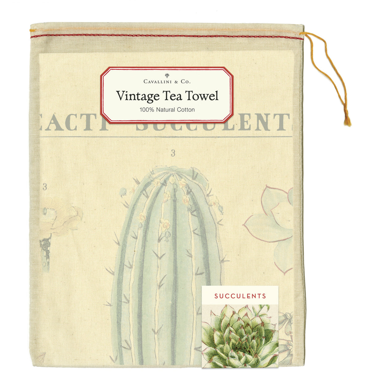 Succulents Vintage Tea Towel