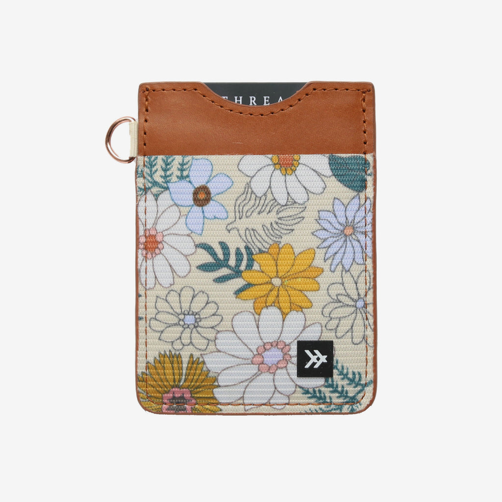 Thread Patterned Vertical Leather Elastic Wallet