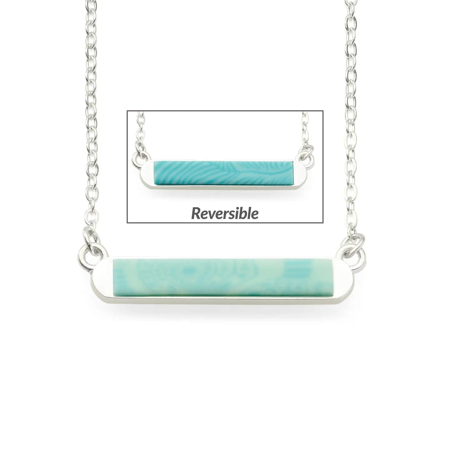 Maui Blue Mini Reversible Bar Necklace - Horizontal