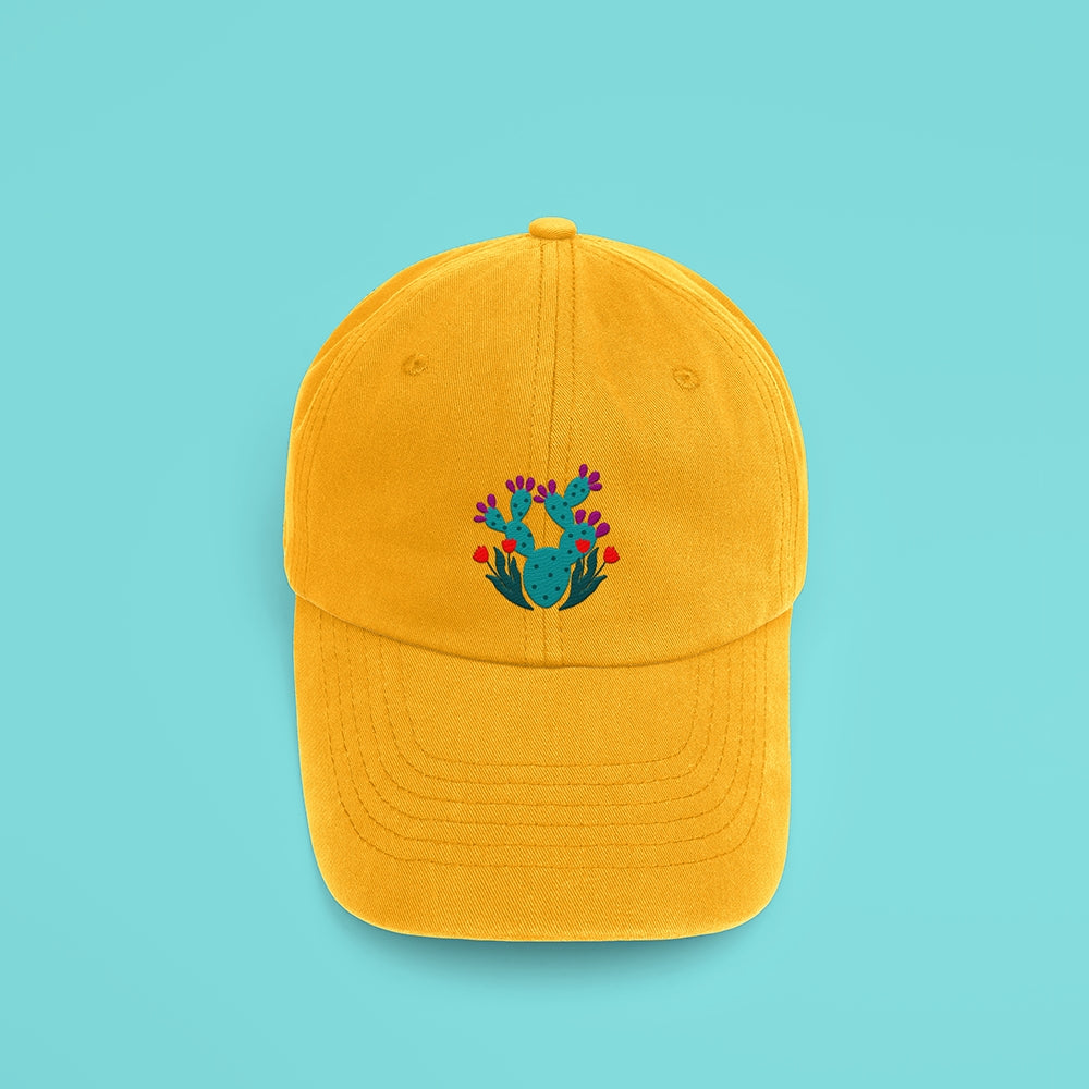 Embroidered Prickly Pear Baseball Cap - Gold