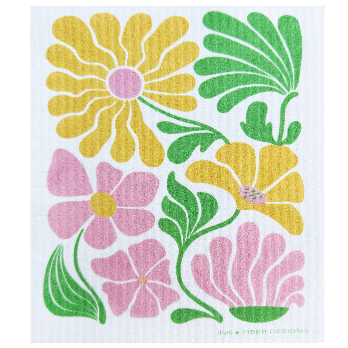 Large Flowers Swedish Dishcloth