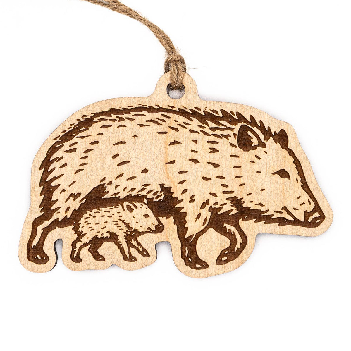 Javelina & Baby Wooden Ornament