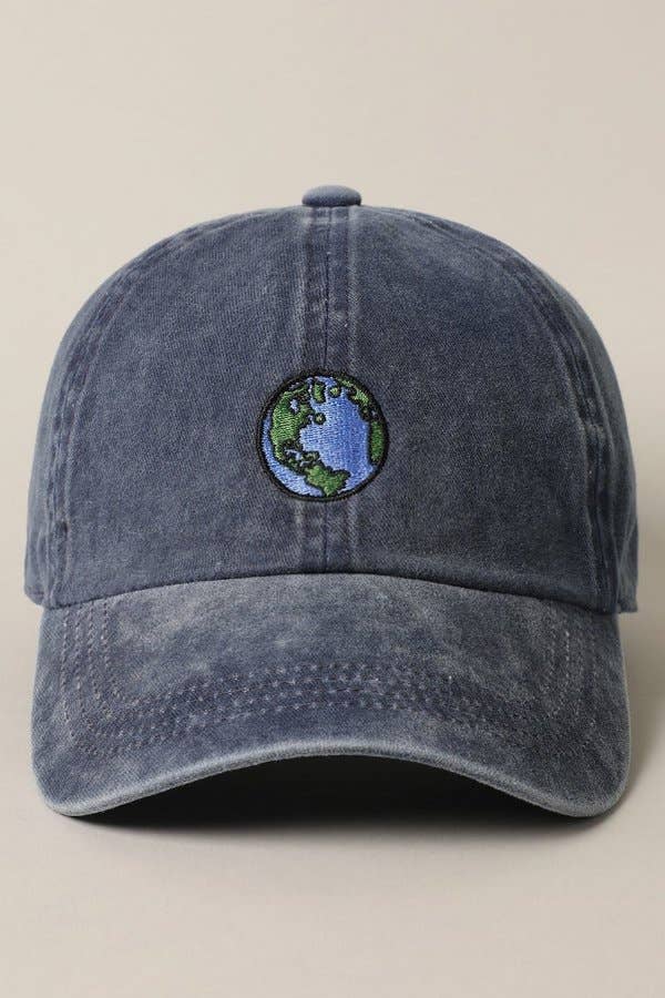 Earth Embroidery Adjustable Baseball Cap Hat
