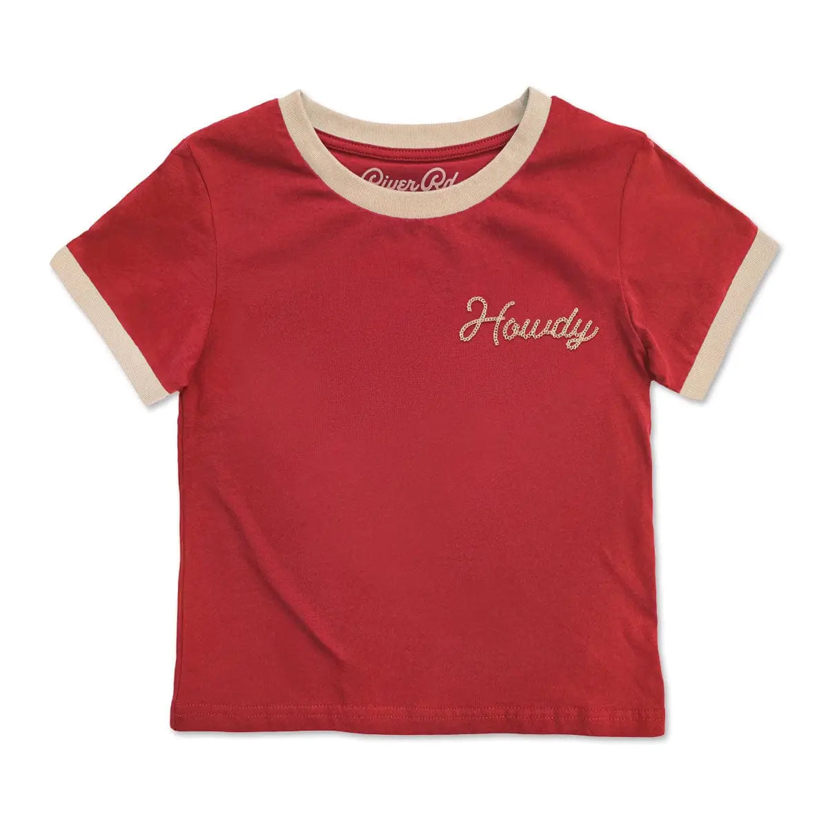 Howdy Vintage Ringer Toddler Tee - Apple Red