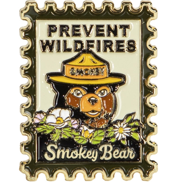 Smokey Bear Postage Stamp Enamel Pin