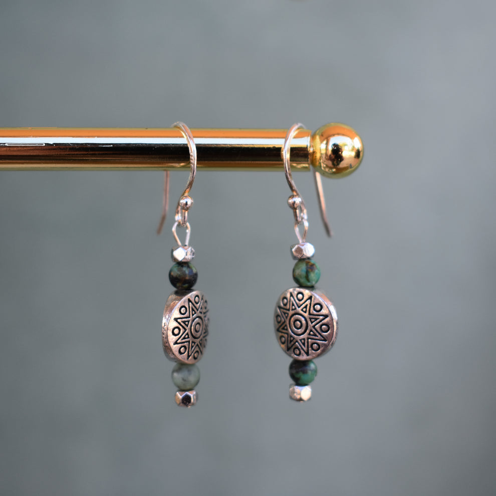 African Turquoise Sun Earrings