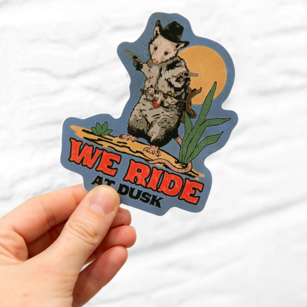 Opossum Cowboy Sticker