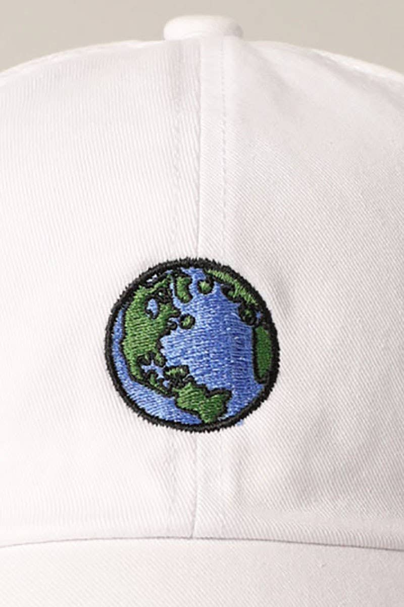 Earth Embroidery Adjustable Baseball Cap Hat
