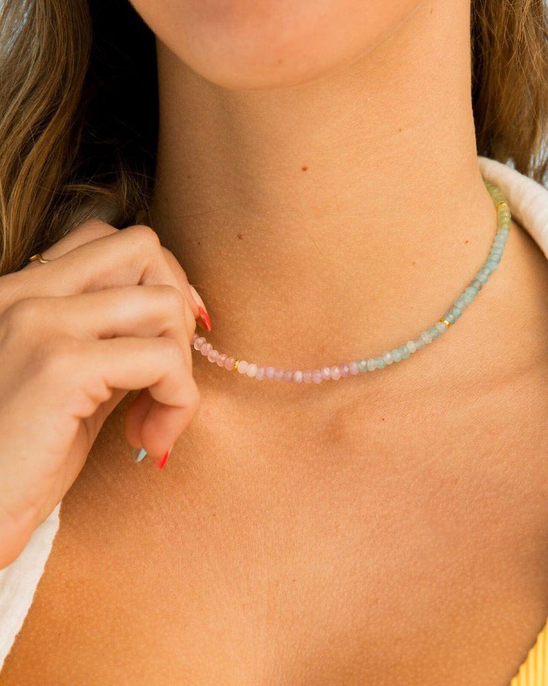 Ombre Rainbow Bead Choker