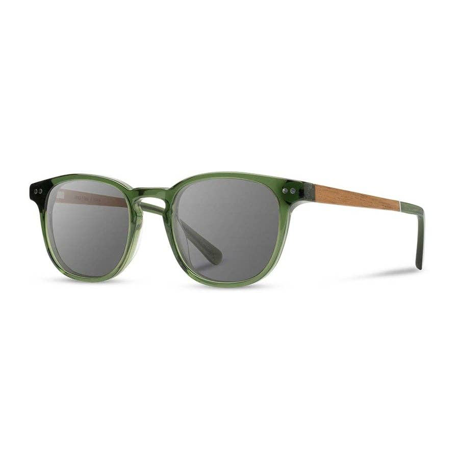 CAMP Topo Sunglasses Fern with green translucent frames gray lenses and wood temples