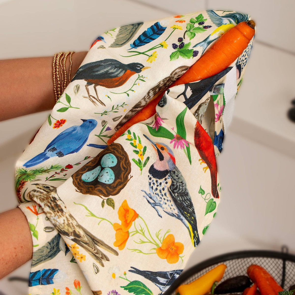 Feathered Friends Birds Tea Towel