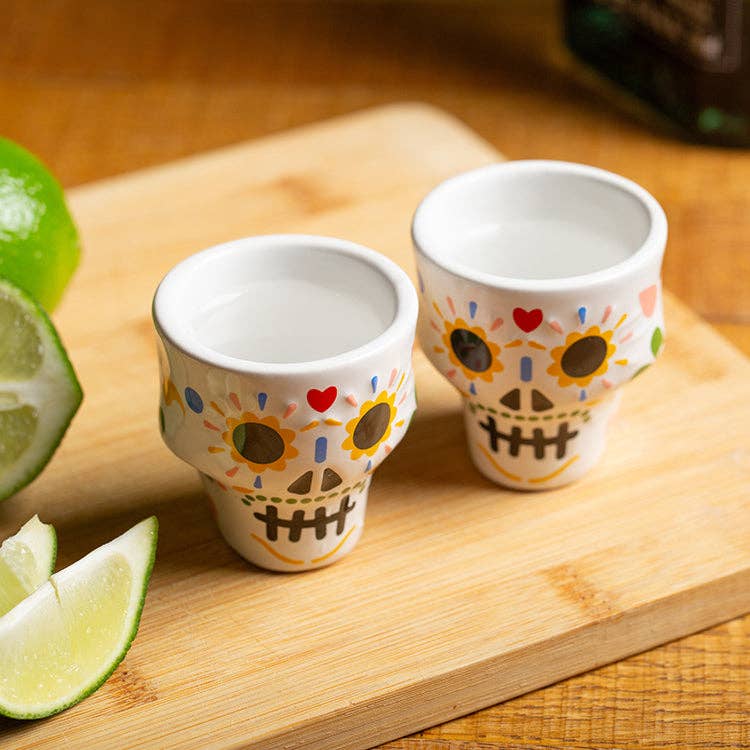 Sugar Skull Shot Glass Set of 2