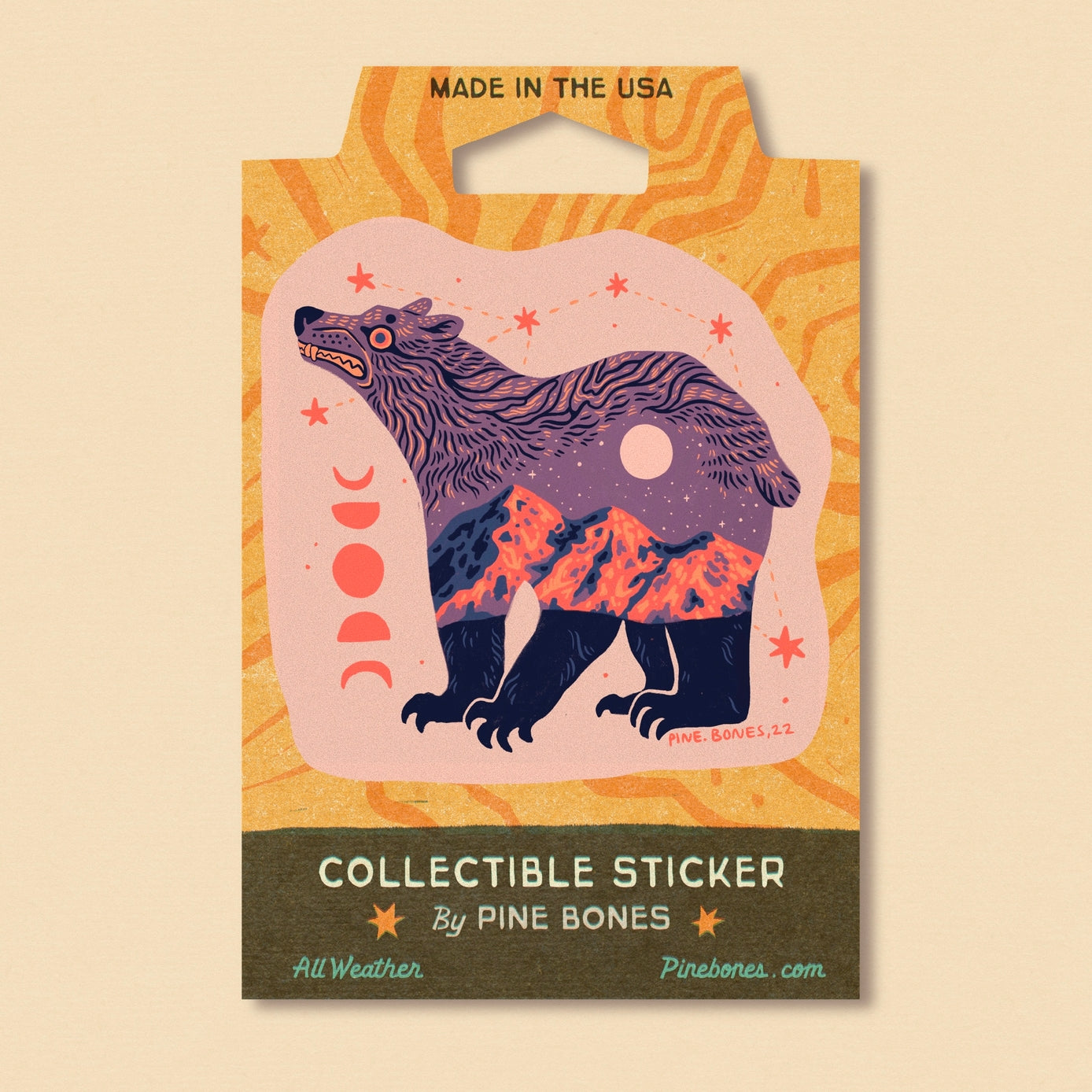 Alpine Glow Bear - Durable & Weatherproof Sticker