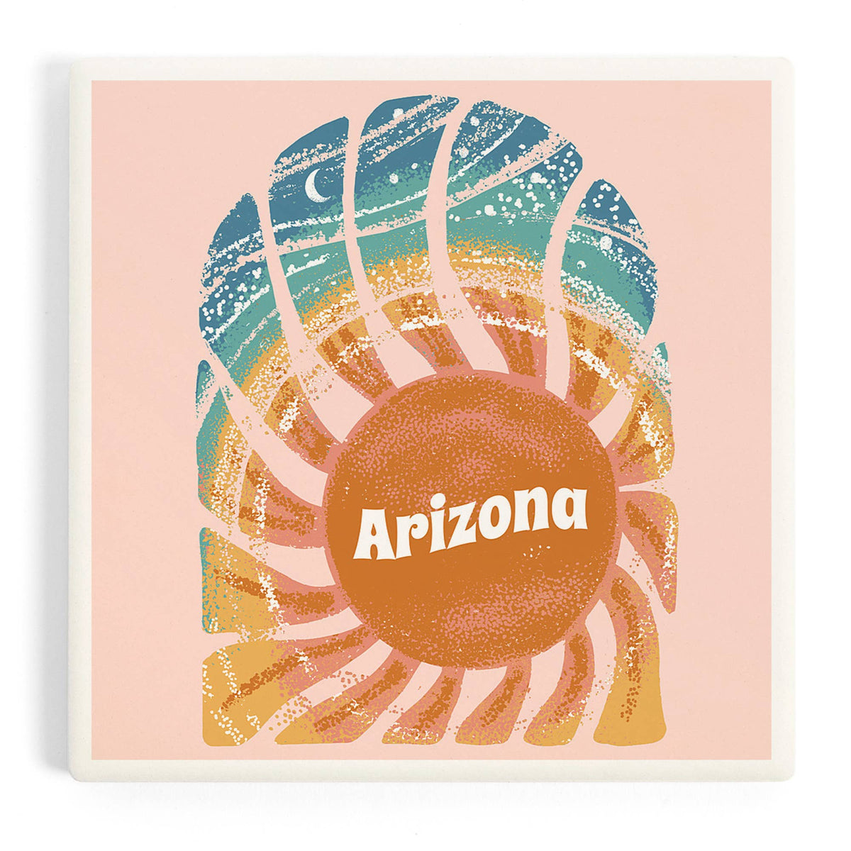 Retro Sunburst Arizona Ceramic Coaster