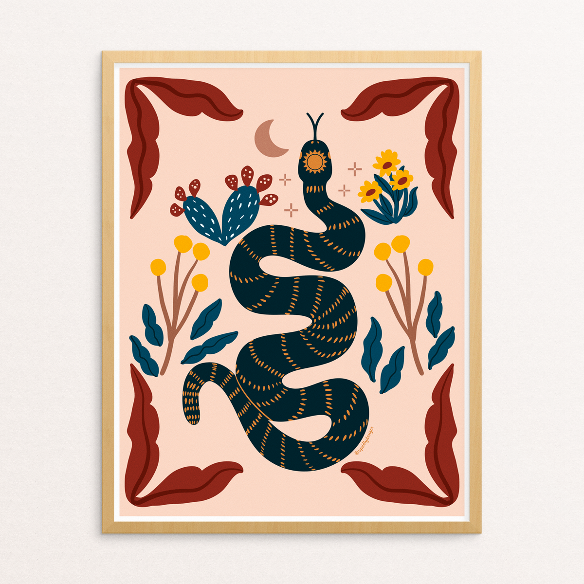 Desert Snake Folk Art Print