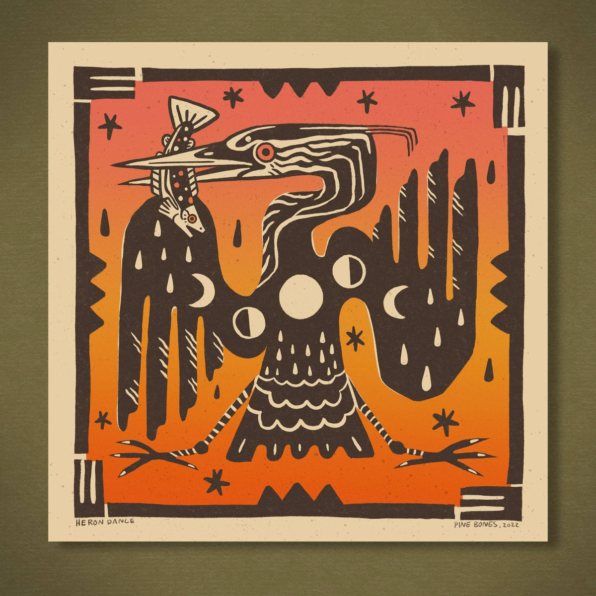Heron Dance Art Print ย 8x8