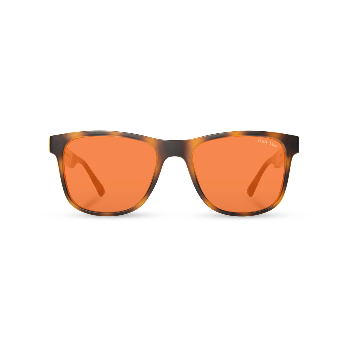 Smokey Bear x CAMP Trail sunglasses in matte tortoise with orange lenses seen from front