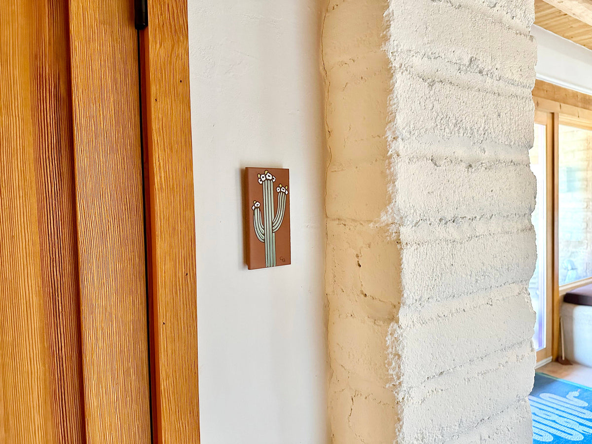 Blooming Saguaro Hand-Glazed Tile