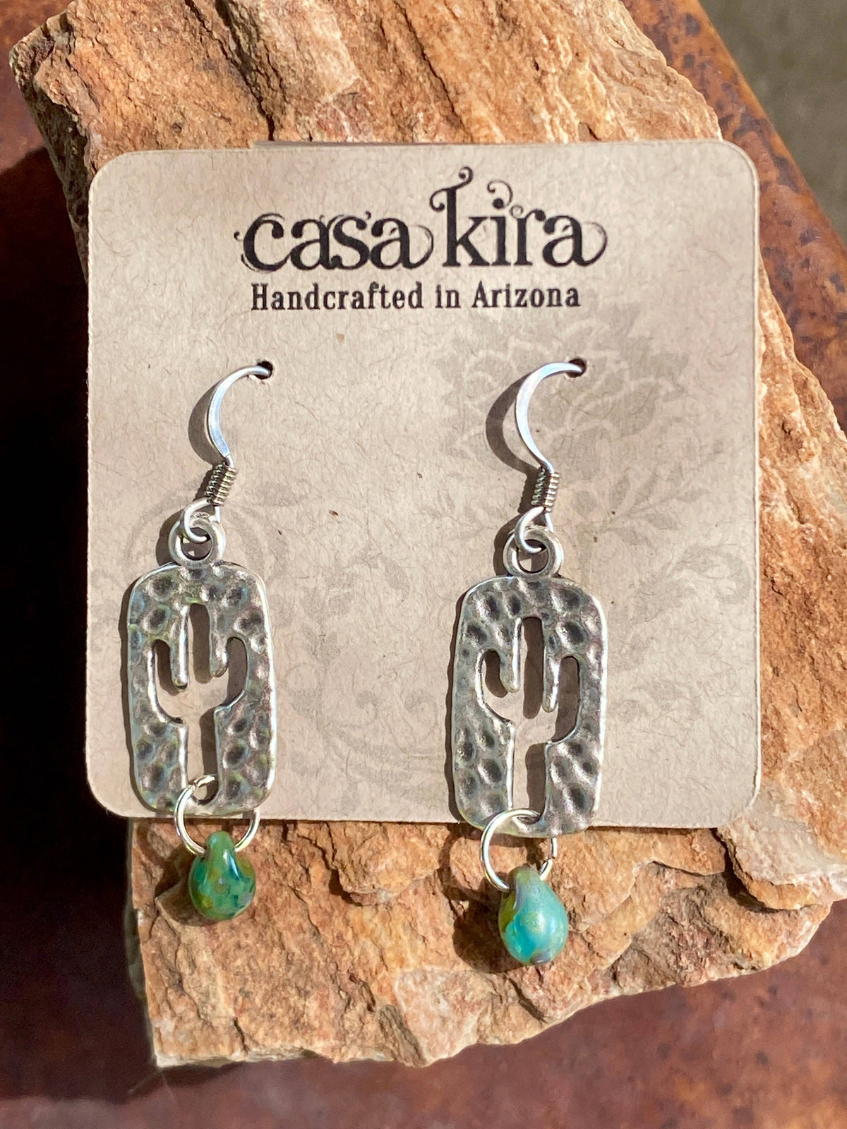 Hammered Silver Saguaro Earrings