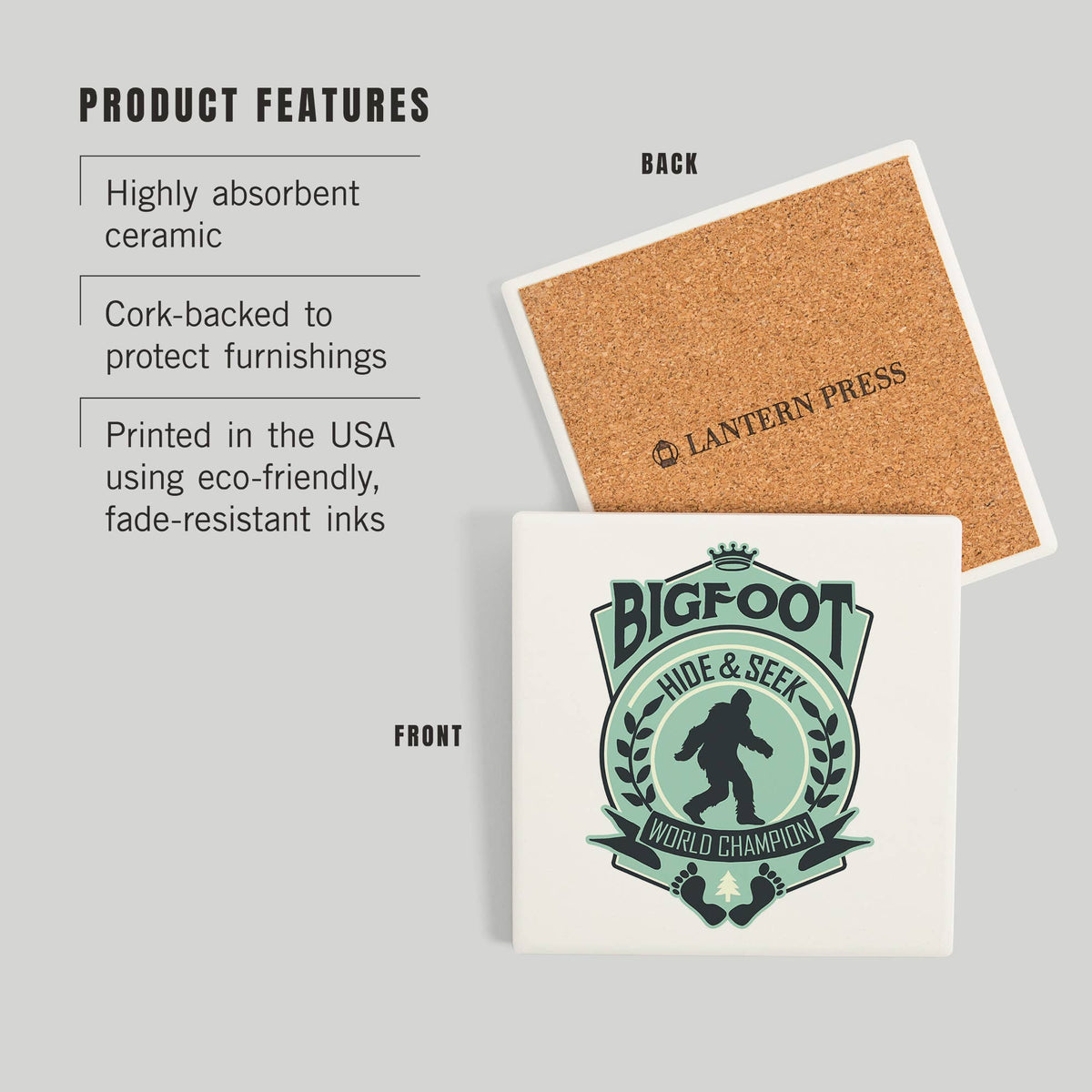 Bigfoot Hide and Seek World Champion Ceramic Coaster