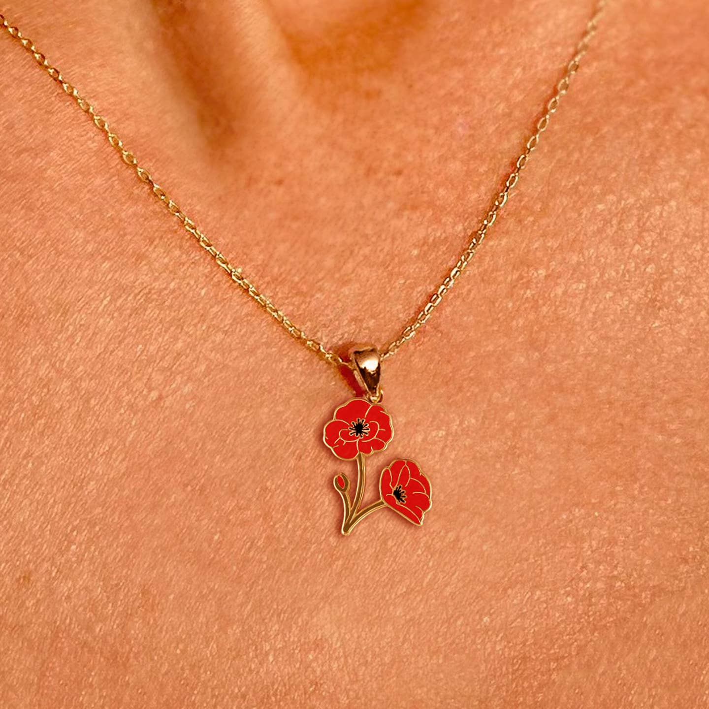Poppy Papaver rhoeas Necklace