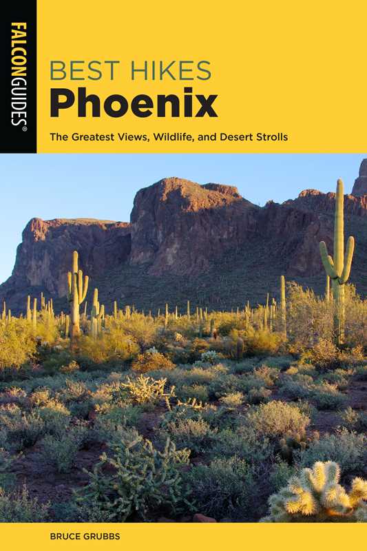 Best Hikes Phoenix book cover with desert landscape and tall cacti.