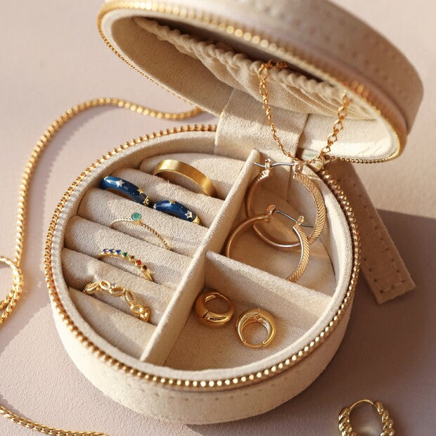 Sun and Moon Embroidered Velvet Jewelry Case