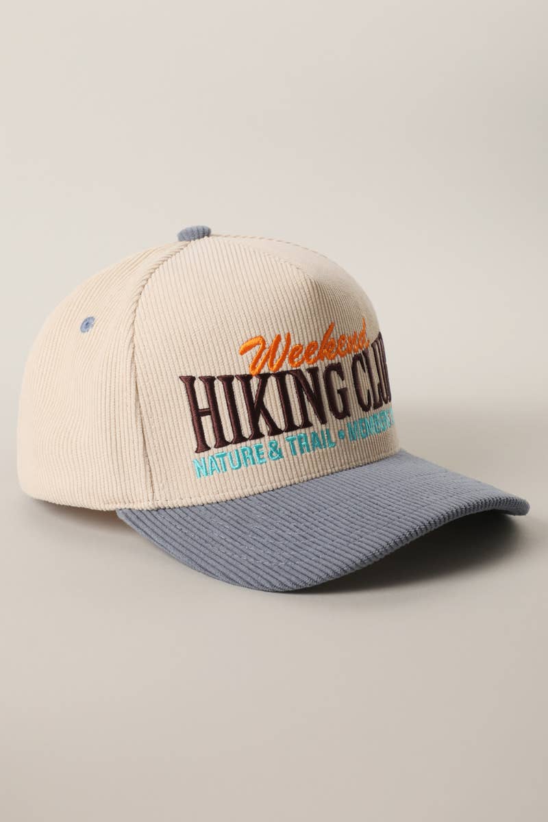 Hiking Club Embroidered Corduroy Trucker Hat