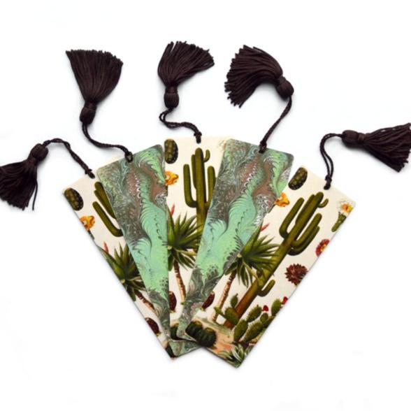 Botanical Cactus and Marbled Tassel Bookmark