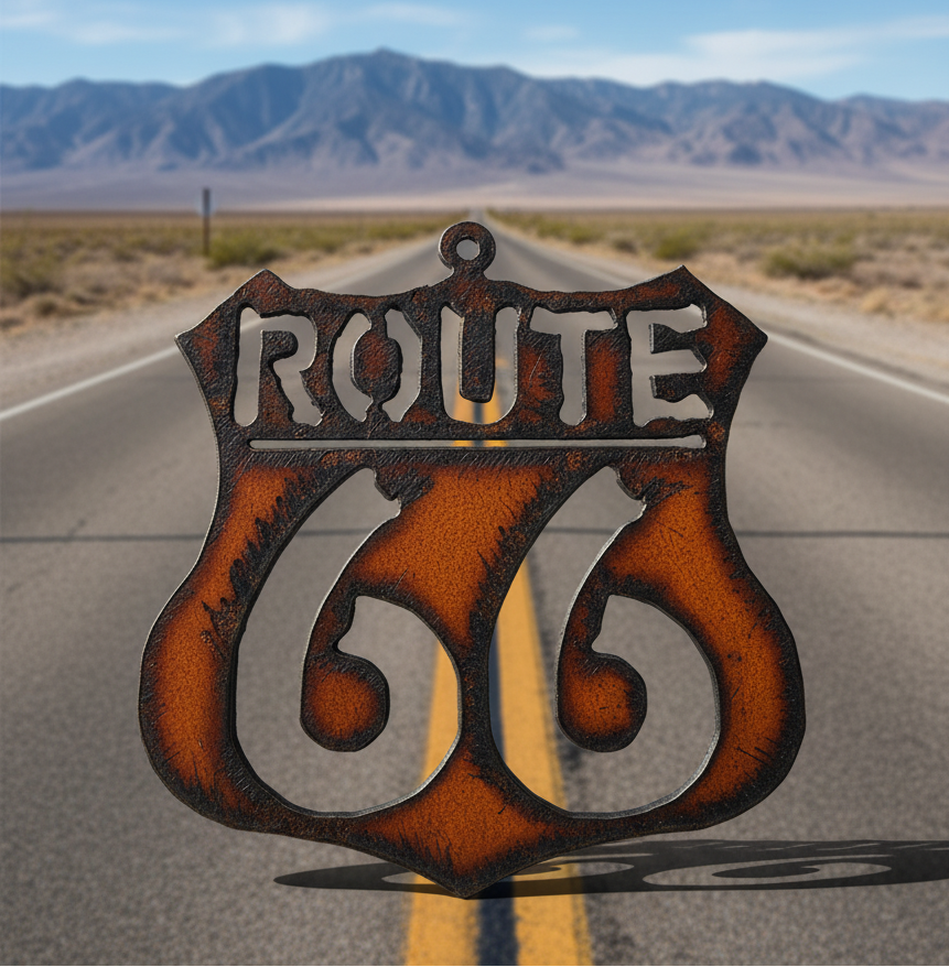 Route 66 Rustic Metal Ornament