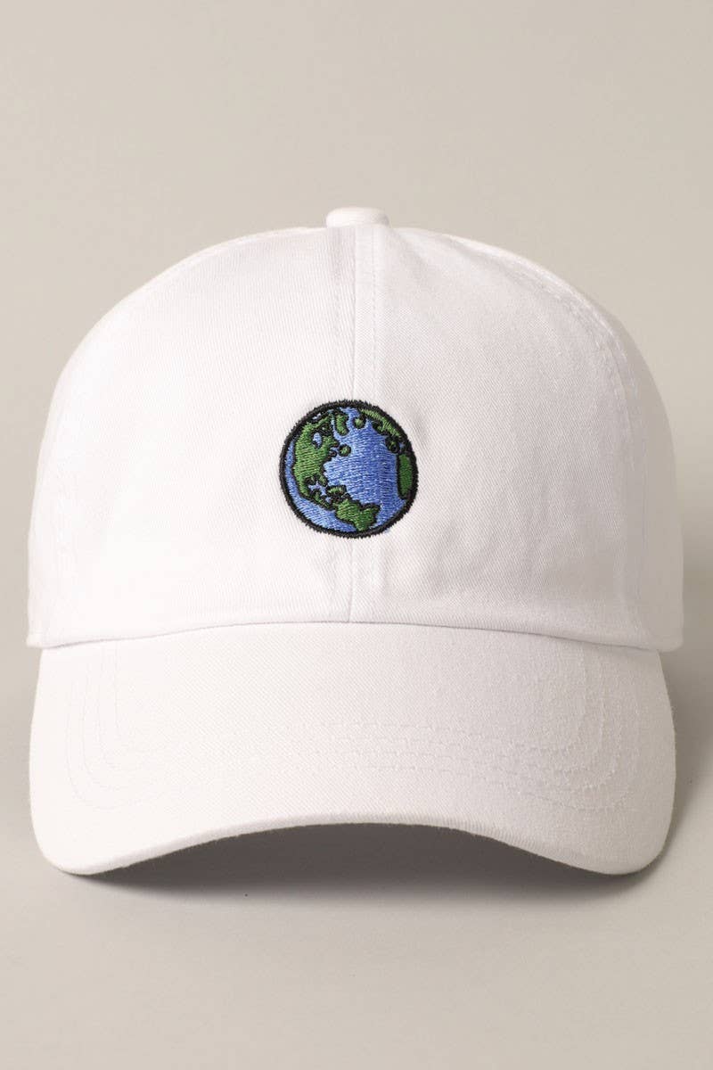 Earth Embroidery Adjustable Baseball Cap Hat