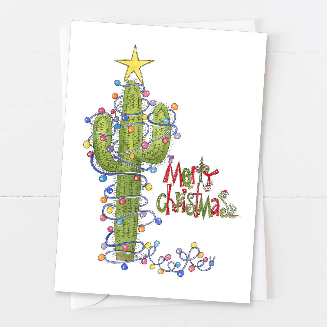 Cactus Tree with Lights Christmas Card