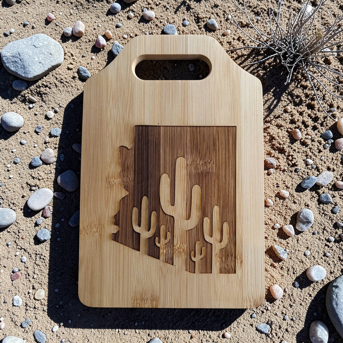 Arizona Cactus Design Bamboo Cutting Board