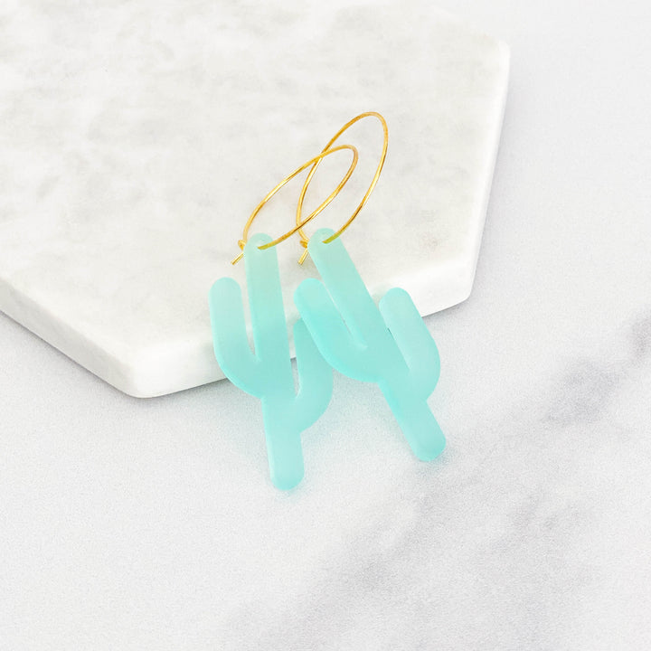 Acrylic Cactus Hoop Earrings
