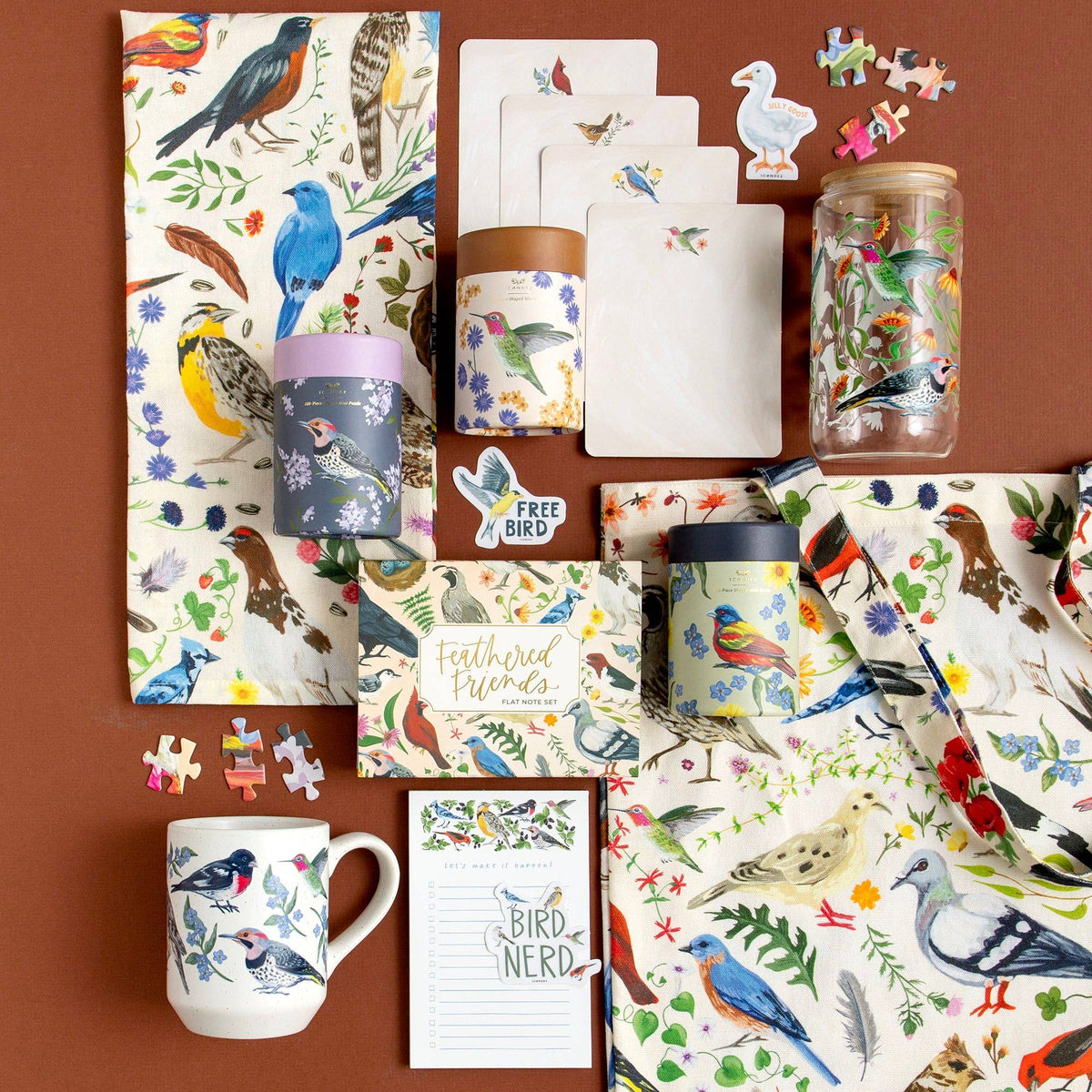 Feathered Friends Birds Tea Towel