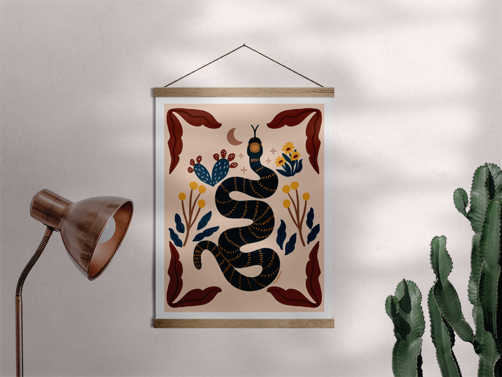 Desert Snake Folk Art Print