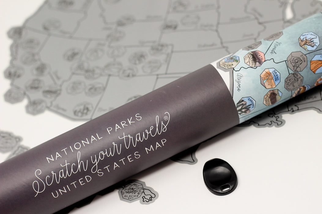 63 US National Park Scratch-Off 10" x 8" Map