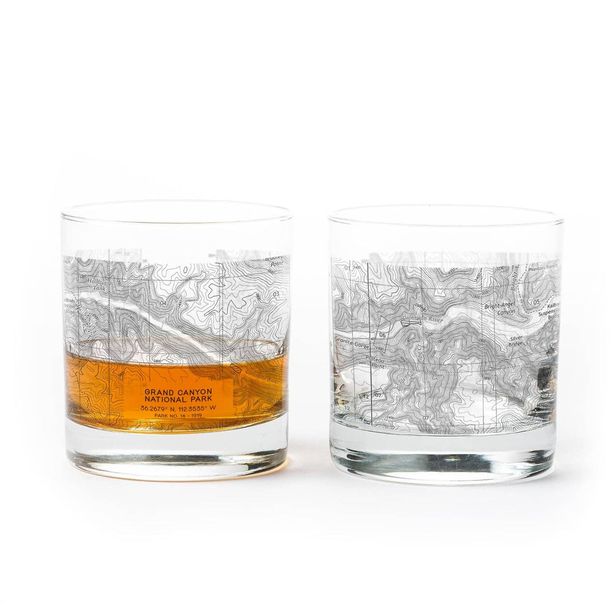 Grand Canyon National Park Topographic Whiskey Glasses
