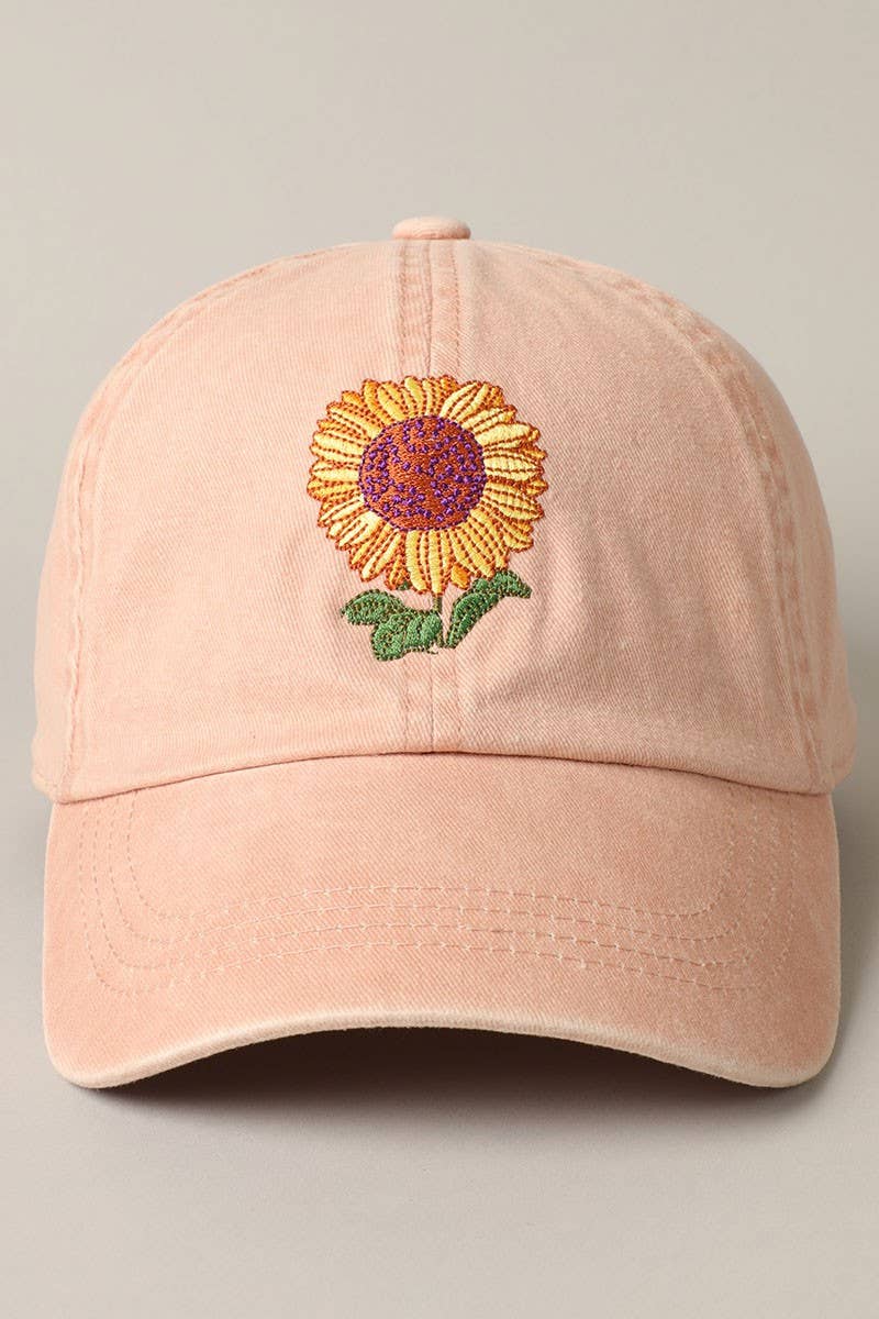 Sunflower Embroidery Baseball Cap Hat
